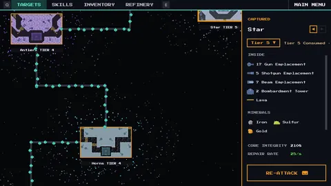 The Targets map in the Nest, with strongholds to invade